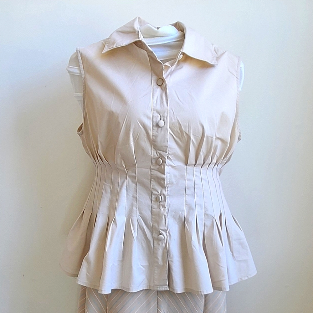 Beige Peplum Top